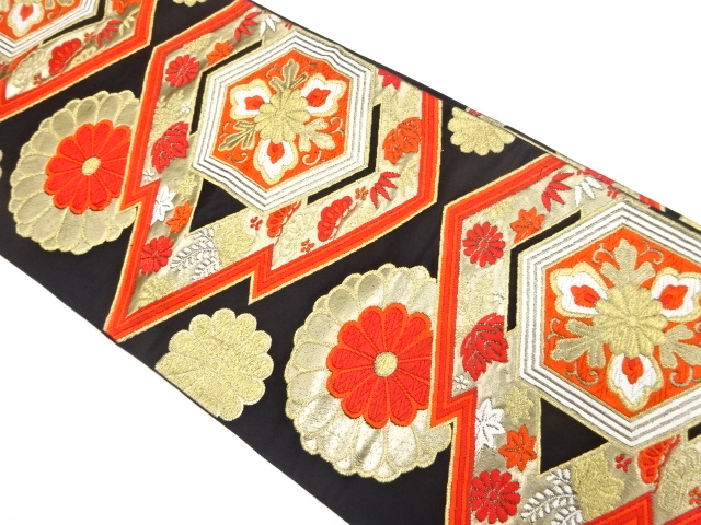 JAPANESE KIMONO / ANTIQUE FUKURO OBI / WOVEN MATSUKAWABISHI